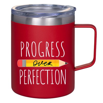 Motivational Progress Over Perfection Back To School Teacher 12oz Stainless Steel Coffee Mug