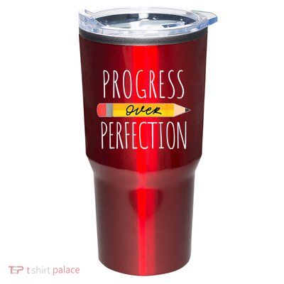 Motivational Progress Over Perfection Back To School Teacher Tumbler