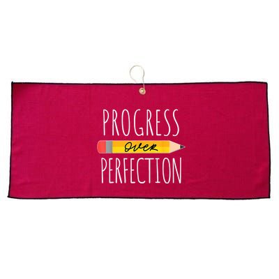 Motivational Progress Over Perfection Back To School Teacher Large Microfiber Waffle Golf Towel
