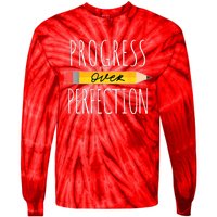 Motivational Progress Over Perfection Back To School Teacher Tie-Dye Long Sleeve Shirt