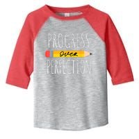 Motivational Progress Over Perfection Back To School Teacher Toddler Fine Jersey T-Shirt