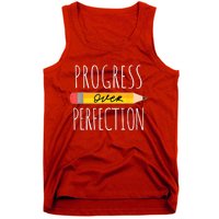 Motivational Progress Over Perfection Back To School Teacher Tank Top