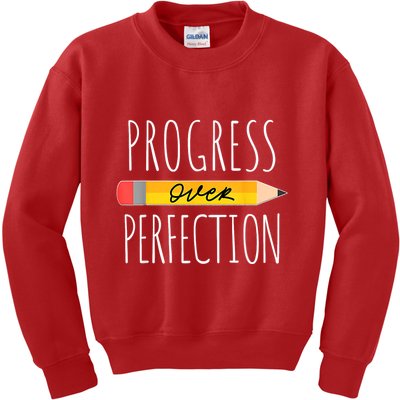 Motivational Progress Over Perfection Back To School Teacher Kids Sweatshirt