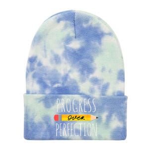 Motivational Progress Over Perfection Back To School Teacher Tie Dye 12in Knit Beanie