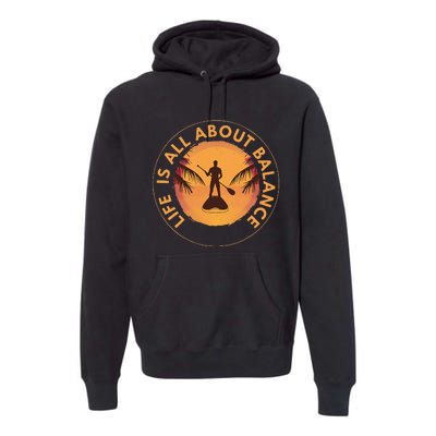 Men Paddleboarder On SUP Paddle Board For Standup Paddling Premium Hoodie