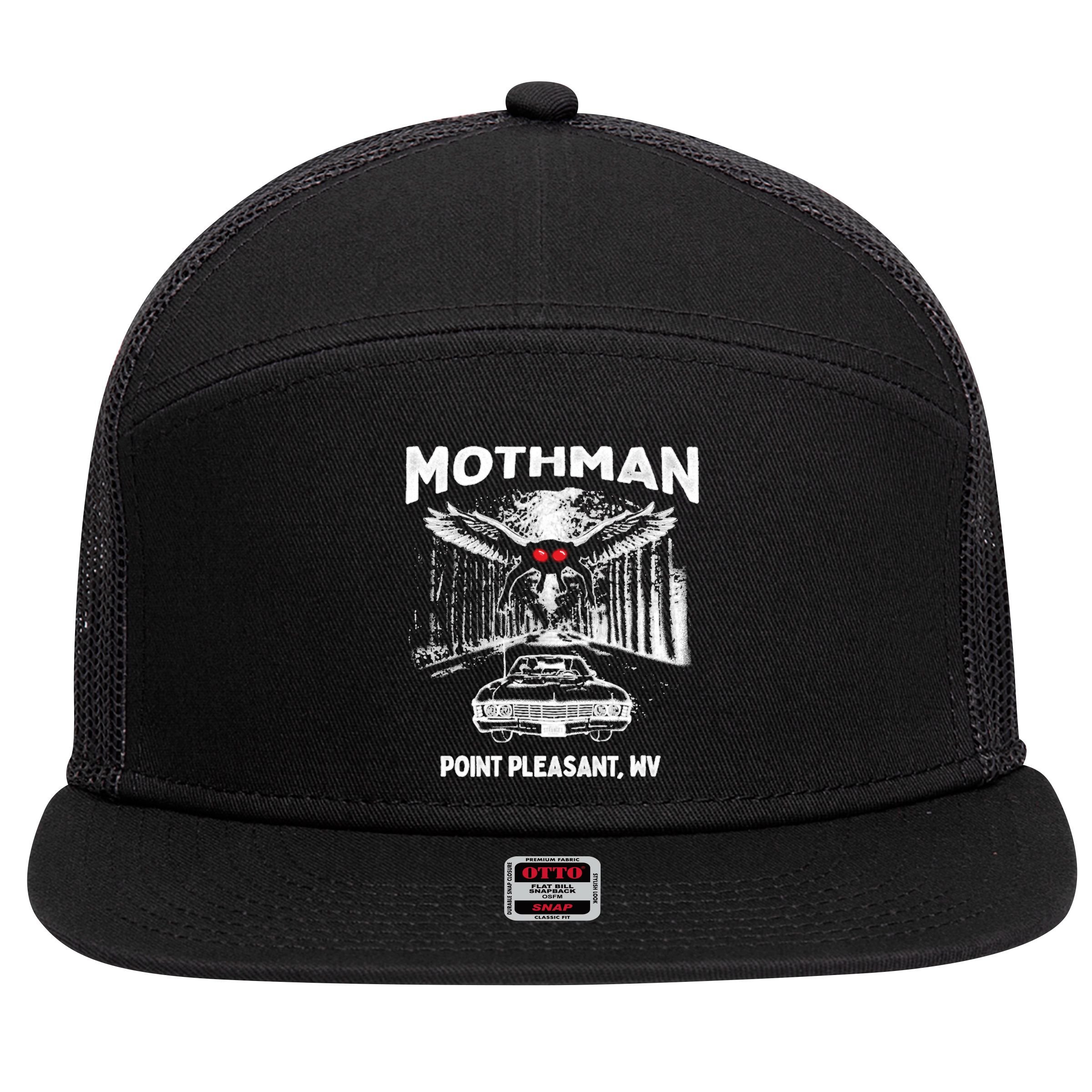 Mothman Point Pleasant WV 7 Panel Mesh Trucker Snapback Hat