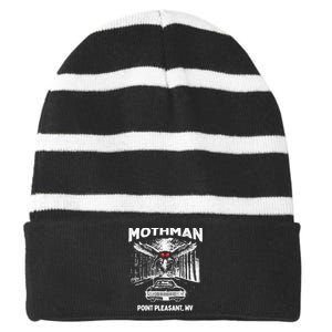 Mothman Point Pleasant WV Striped Beanie with Solid Band