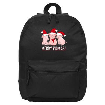 Merry Pigmas Pig Lover Christmas 16 in Basic Backpack