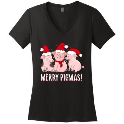 Merry Pigmas Pig Lover Christmas Women's V-Neck T-Shirt