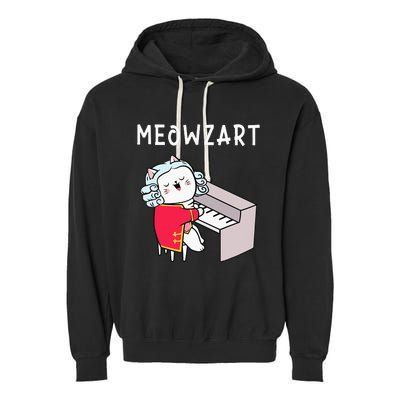 Meowzart Piano Player Pianist Classical Music Lover Garment-Dyed Fleece Hoodie