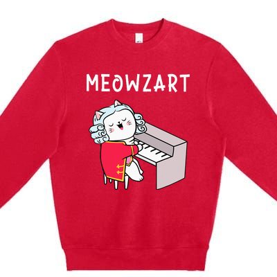 Meowzart Piano Player Pianist Classical Music Lover Premium Crewneck Sweatshirt