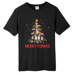 Merry Pitmas Pitbull Dog Ugly Christmas Sweater Tree Dogs Tall Fusion ChromaSoft Performance T-Shirt