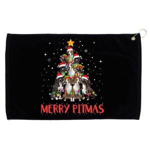 Merry Pitmas Pitbull Dog Ugly Christmas Sweater Tree Dogs Grommeted Golf Towel