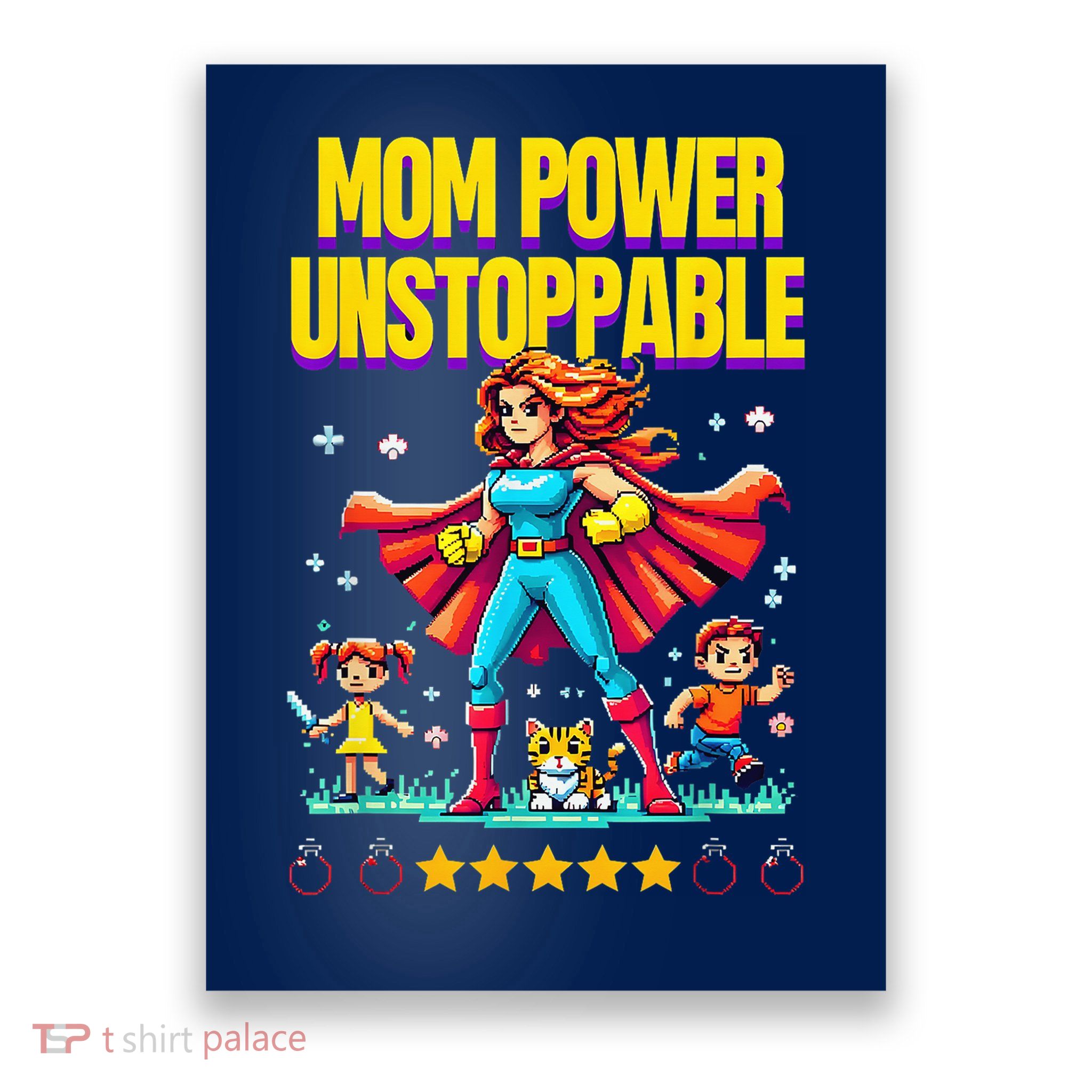 Mom Power Pixel Art Cute Mama Mothers Day New Mom Motherhood Poster