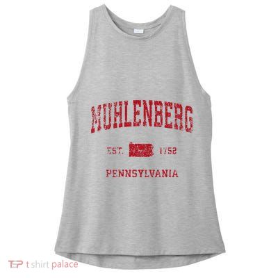 Muhlenberg Pennsylvania PA Vintage Sports Design Red Print Ladies PosiCharge Tri-Blend Wicking Tank