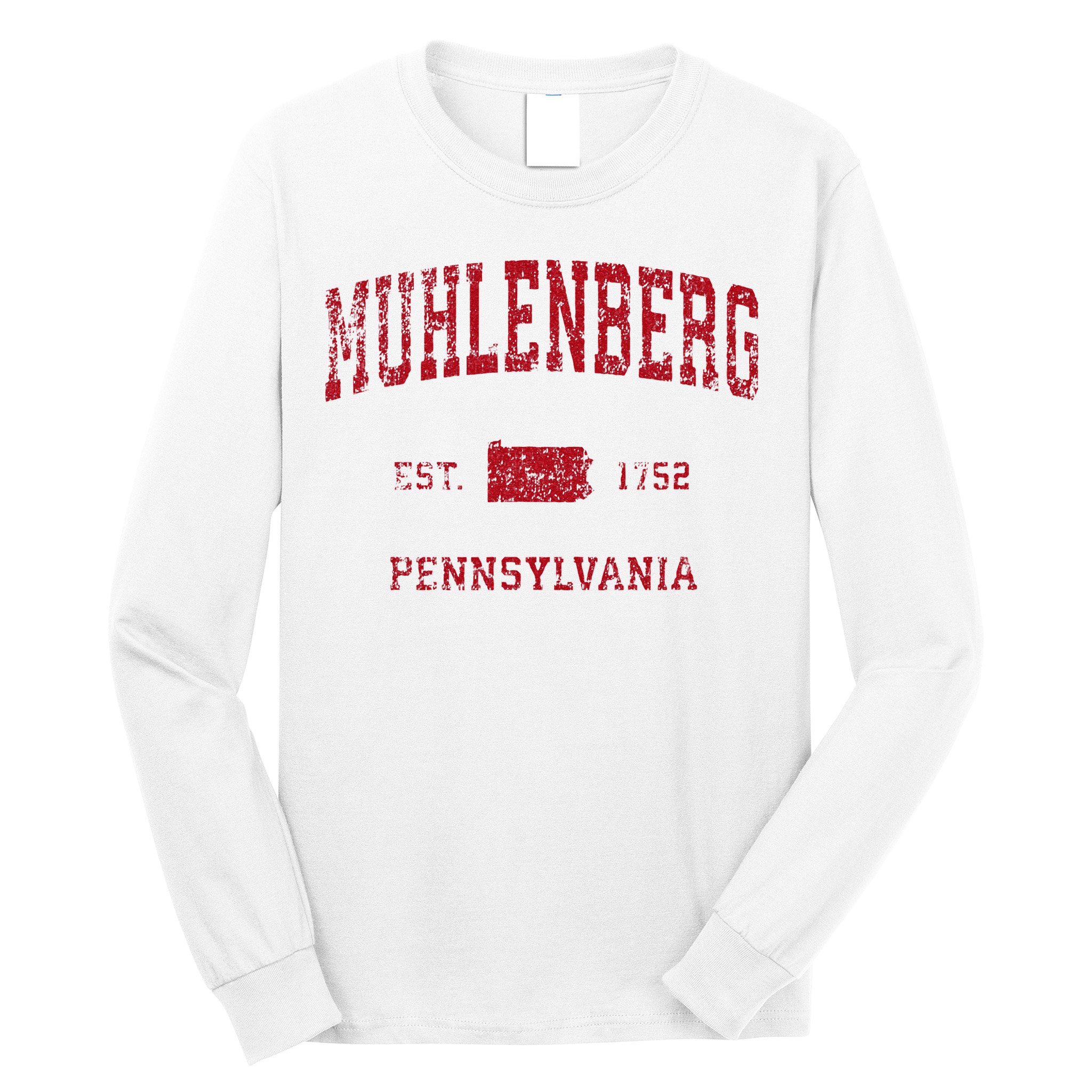 Muhlenberg Pennsylvania PA Vintage Sports Design Red Print Long Sleeve Shirt