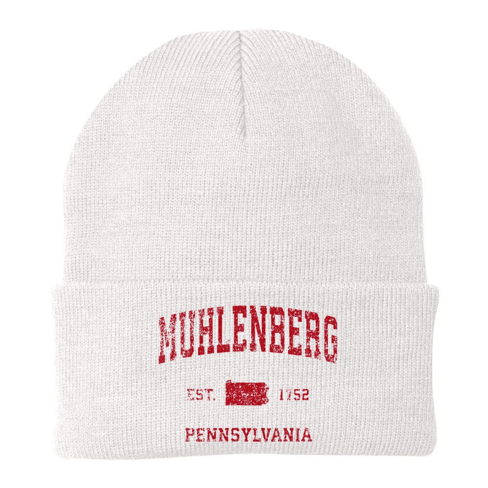 Muhlenberg Pennsylvania PA Vintage Sports Design Red Print Beanie