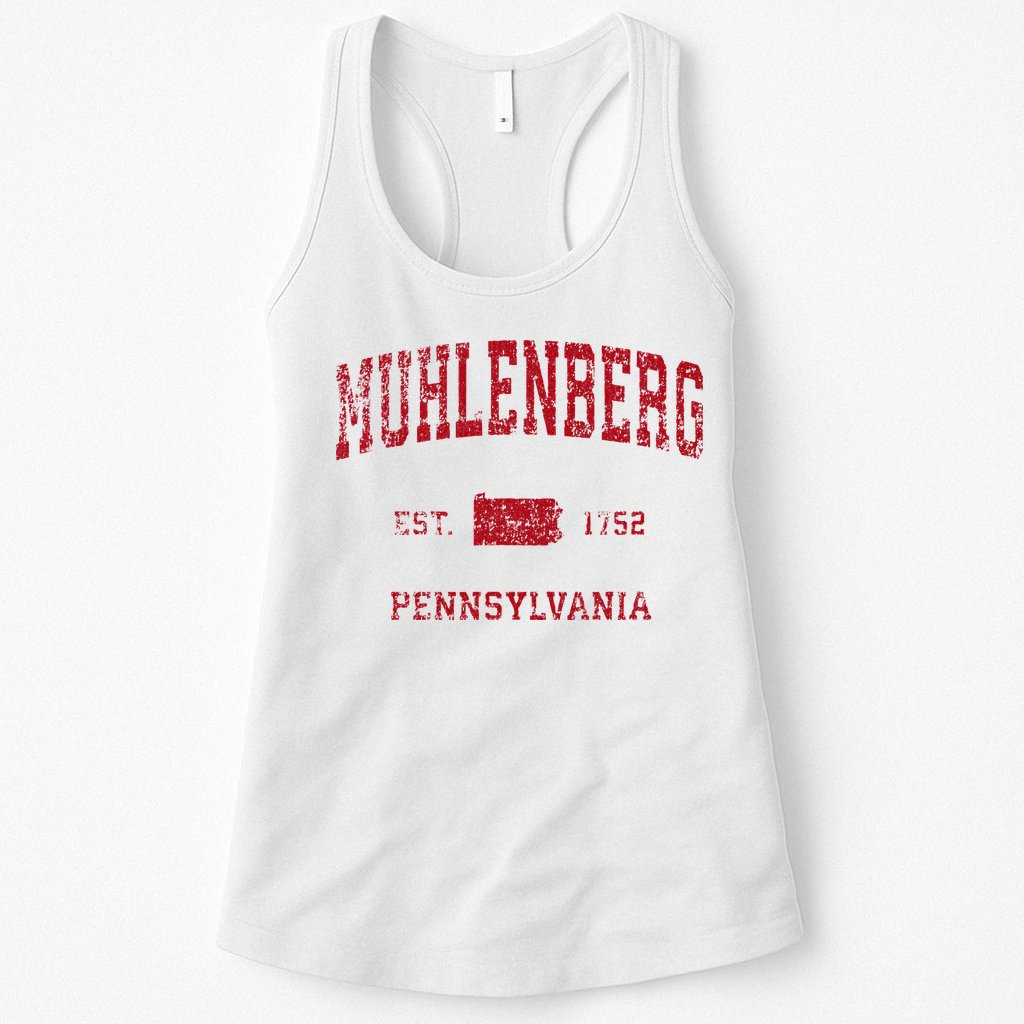 Muhlenberg Pennsylvania PA Vintage Sports Design Red Print Womens Tank Top