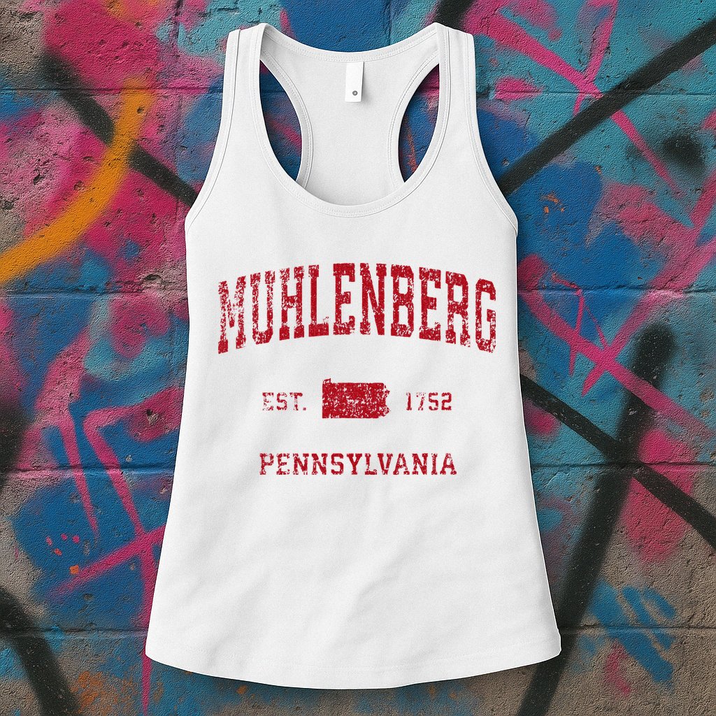 Muhlenberg Pennsylvania PA Vintage Sports Design Red Print Womens Tank Top