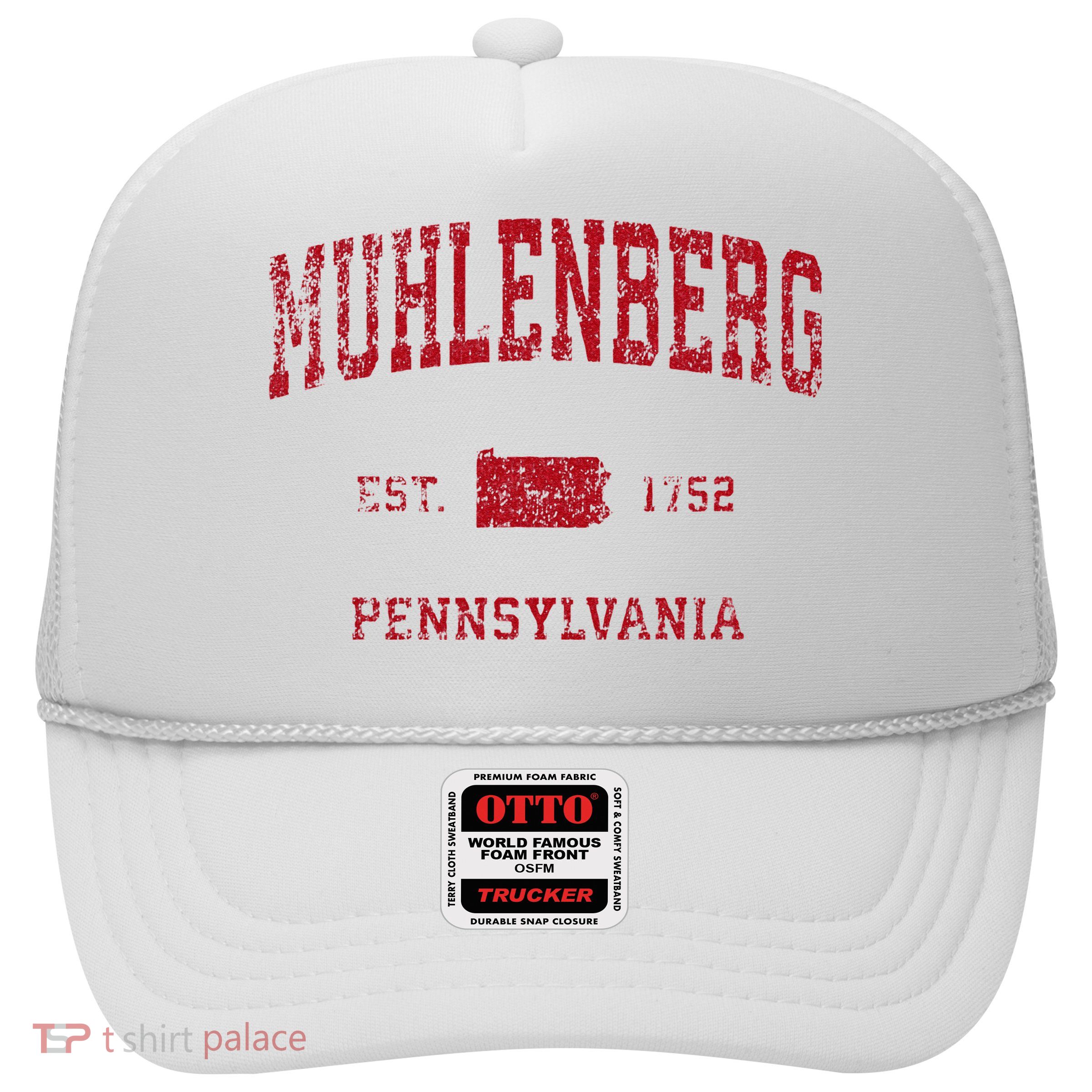 Muhlenberg Pennsylvania PA Vintage Sports Design Red Print Trucker Hat