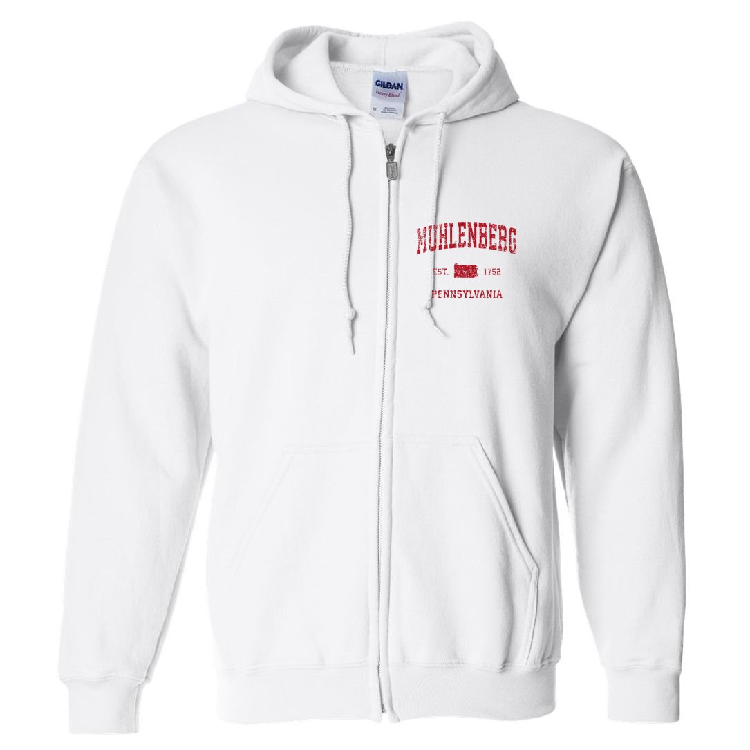 Muhlenberg Pennsylvania PA Vintage Sports Design Red Print Full Zip Hoodie