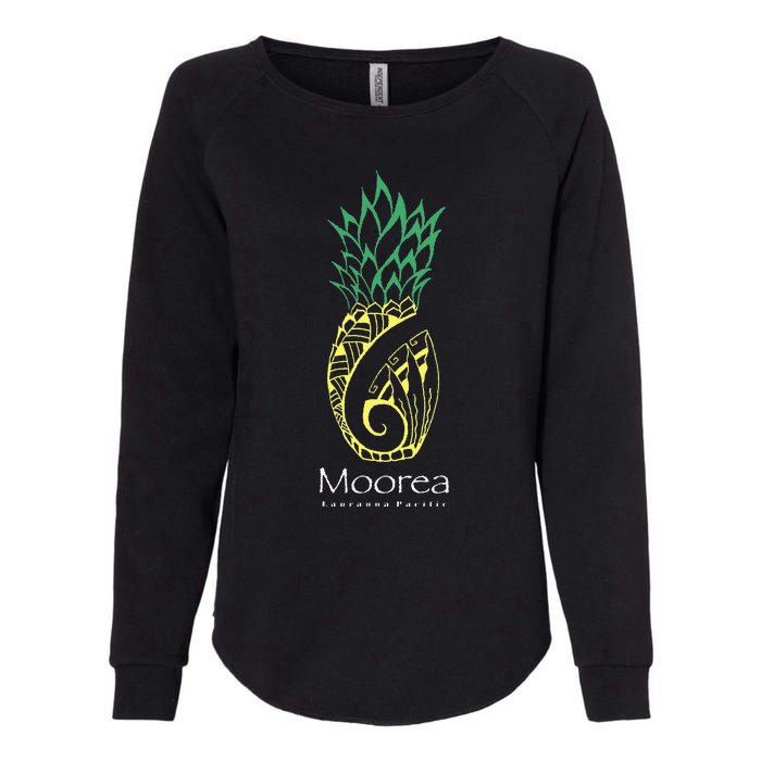 Moorea Pineapple Polynesian Tribal Tattoo Pineapple Womens California Wash Sweatshirt