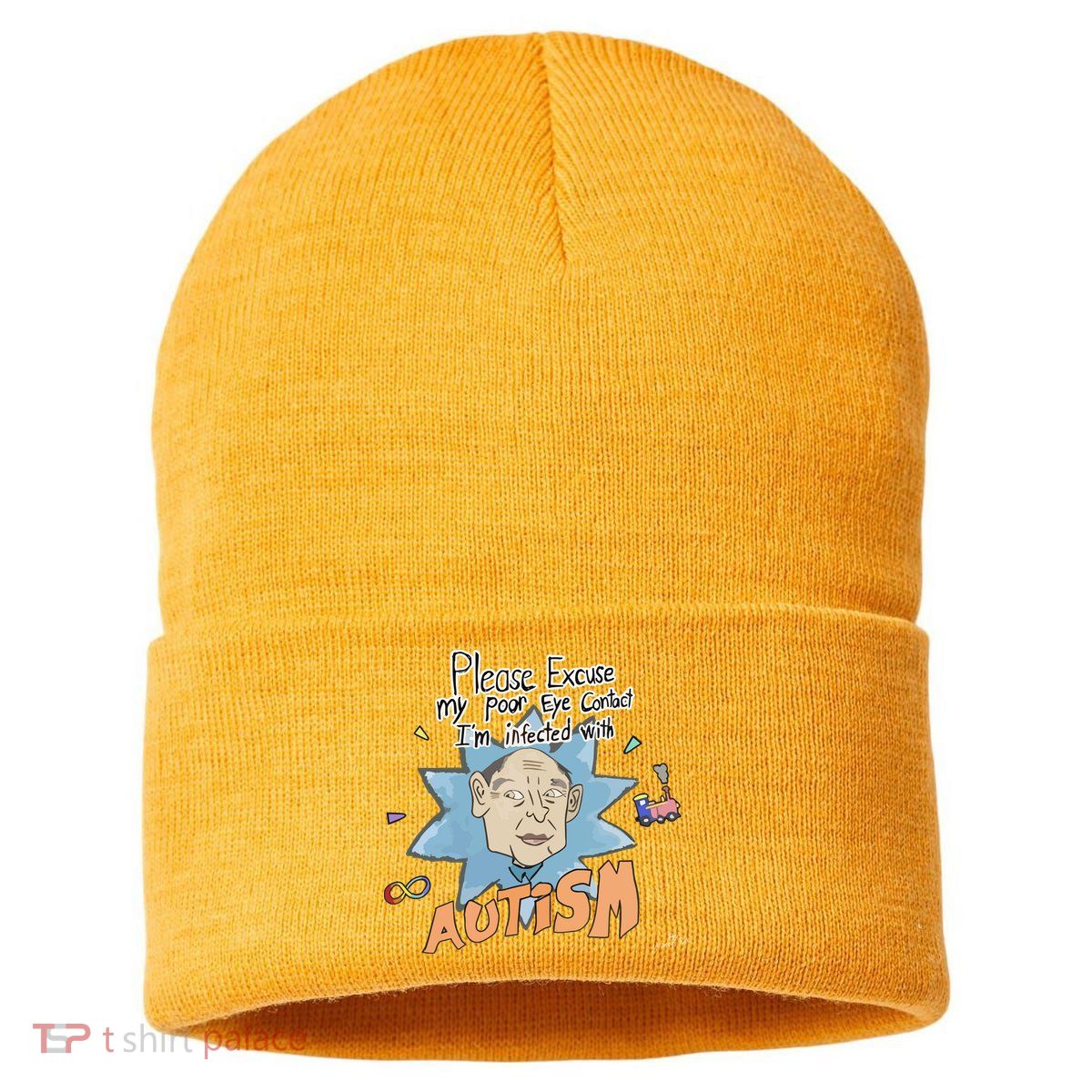 Marcus Pork Please Excuse My Poor Eye Contact IM Infected With Autism Sustainable Knit Beanie