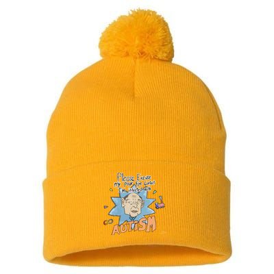 Marcus Pork Please Excuse My Poor Eye Contact IM Infected With Autism Pom Pom 12in Knit Beanie