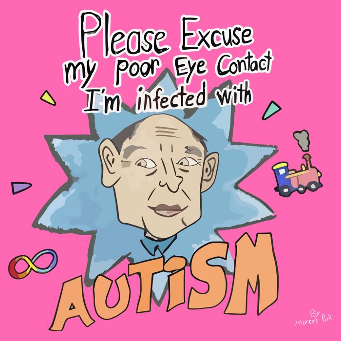 Marcus Pork Please Excuse My Poor Eye Contact IM Infected With Autism Stripe Pom Pom Beanie