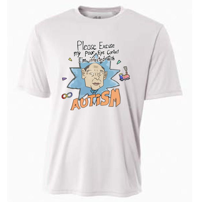 Marcus Pork Please Excuse My Poor Eye Contact IM Infected With Autism Cooling Performance Crew T-Shirt