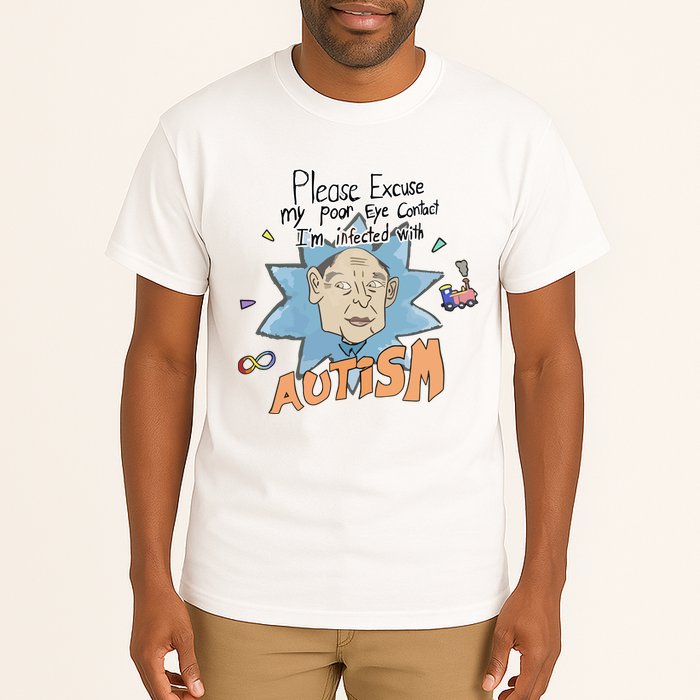 Marcus Pork Please Excuse My Poor Eye Contact IM Infected With Autism Tall T-Shirt