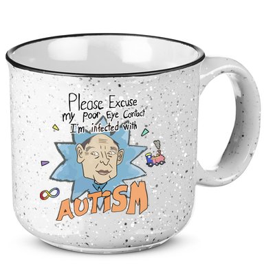 Marcus Pork Please Excuse My Poor Eye Contact IM Infected With Autism 15oz Campfire Ceramic Mug