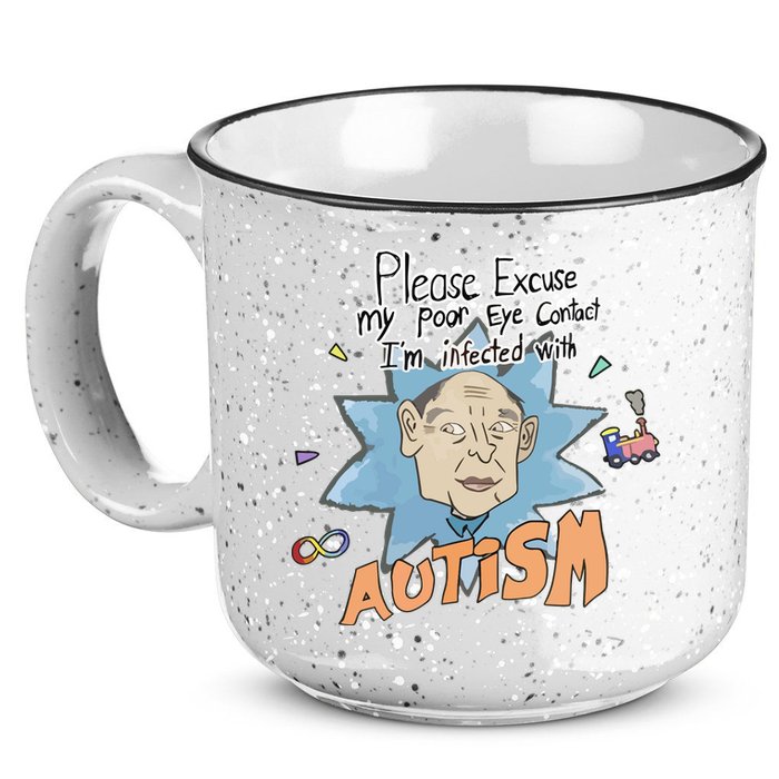 Marcus Pork Please Excuse My Poor Eye Contact IM Infected With Autism 15oz Campfire Ceramic Mug