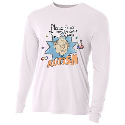 Marcus Pork Please Excuse My Poor Eye Contact IM Infected With Autism Cooling Performance Long Sleeve Crew