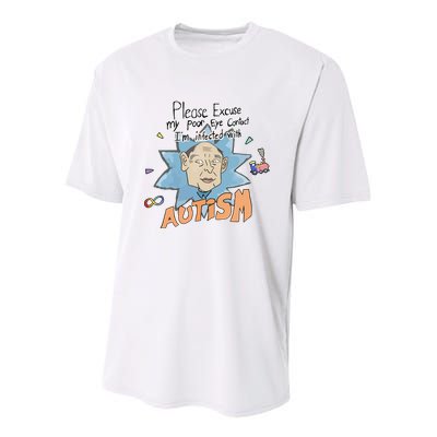 Marcus Pork Please Excuse My Poor Eye Contact IM Infected With Autism Youth Performance Sprint T-Shirt