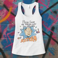 Marcus Pork Please Excuse My Poor Eye Contact IM Infected With Autism Womens Tank Top