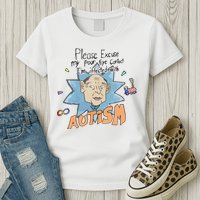 Marcus Pork Please Excuse My Poor Eye Contact IM Infected With Autism Womens T-Shirt