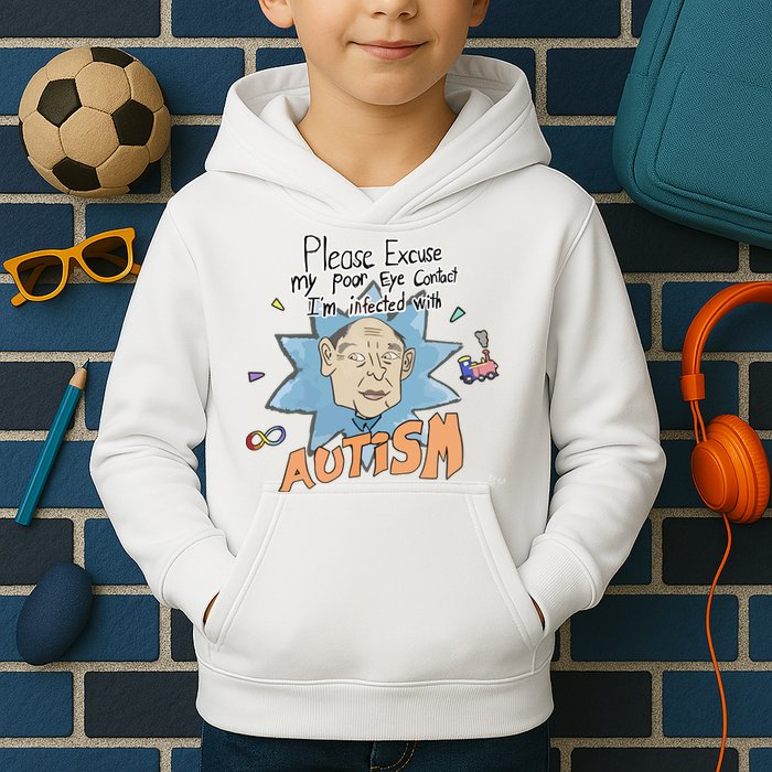 Marcus Pork Please Excuse My Poor Eye Contact IM Infected With Autism Kids Hoodie