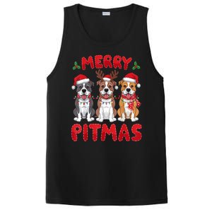 Merry Pitmas Pitbull Dog Santa Hat Xmas Lights Christmas Gift PosiCharge Competitor Tank