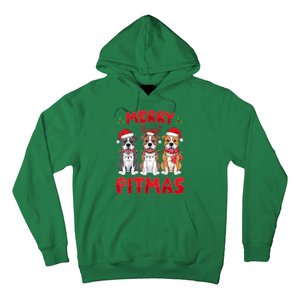 Merry Pitmas Pitbull Dog Santa Hat Xmas Lights Christmas Gift Hoodie