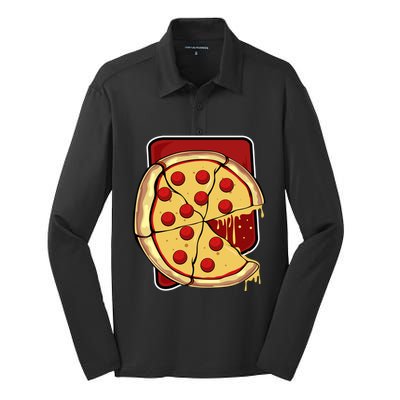 Missing Piece Pizza Slice Matching Couple Valentine's Day Gift Silk Touch Performance Long Sleeve Polo