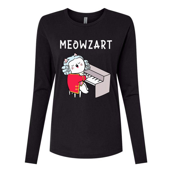 Meowzart Piano Player Pianist Classical Music Lover Womens Cotton Relaxed Long Sleeve T-Shirt