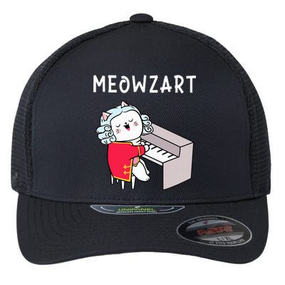 Meowzart Piano Player Pianist Classical Music Lover Flexfit Unipanel Trucker Cap