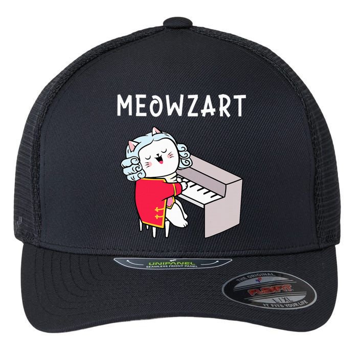 Meowzart Piano Player Pianist Classical Music Lover Flexfit Unipanel Trucker Cap