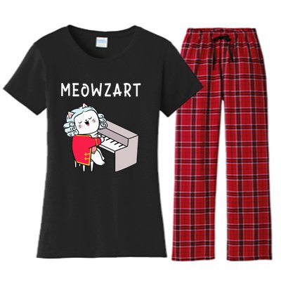 Meowzart Piano Player Pianist Classical Music Lover Women's Flannel Pajama Set