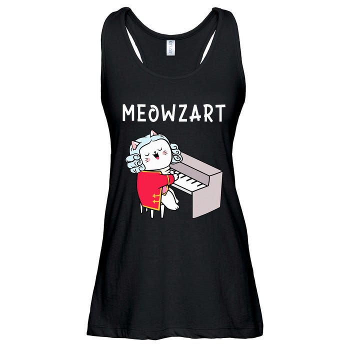 Meowzart Piano Player Pianist Classical Music Lover Ladies Essential Flowy Tank