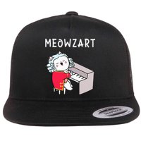 Meowzart Piano Player Pianist Classical Music Lover Flat Bill Trucker Hat