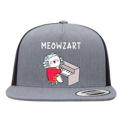 Meowzart Piano Player Pianist Classical Music Lover Flat Bill Trucker Hat