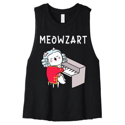 Meowzart Piano Player Pianist Classical Music Lover Women's Racerback Cropped Tank