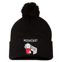 Meowzart Piano Player Pianist Classical Music Lover Pom Pom 12in Knit Beanie